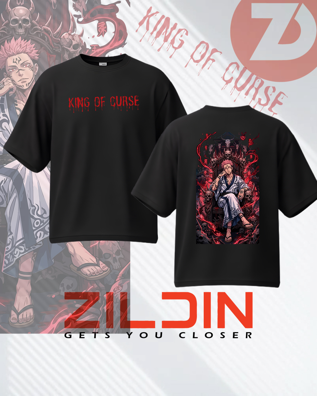 King Of Curse Drop Shoulder T-Shirt - Image 3
